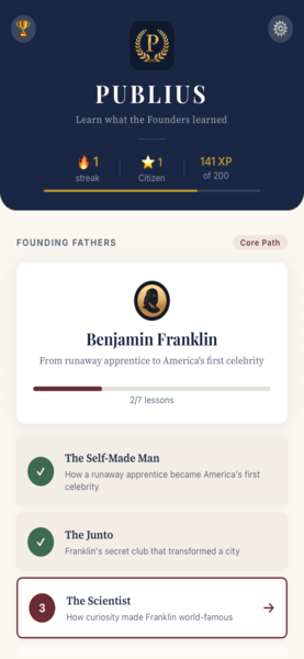 Publius home — Franklin track and lesson list